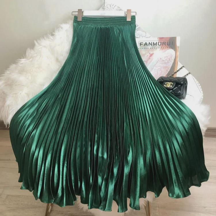 High Waist Satin Pleated Fishtail Skirt - 1 Meter Long Women's Dance Skirt with Large Swing and Medium Length.