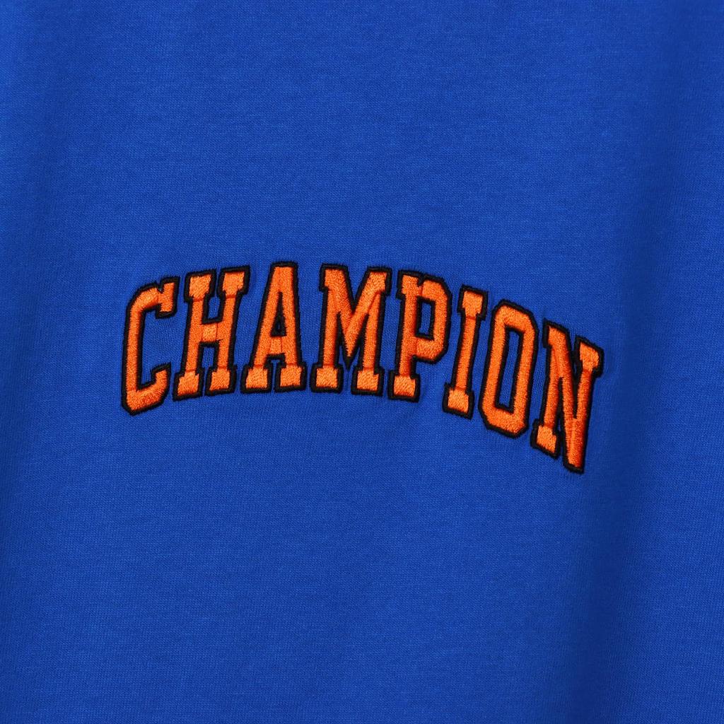 Short Round Ribbed Graphic Short Sleeve Action Royal Blue [Champion] T-Shirt, Sleeve, Neck, 100% Cotton, Logo, T-Shirt, Style, C3-Z303, Men's,