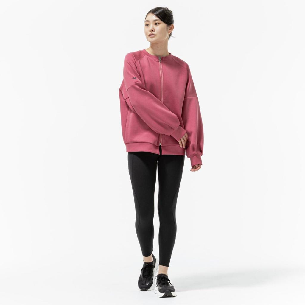 Mizuno Stretch Sweat Pullover Training Mauve Pink 32MCC826 Women's Full-Zip (2-Way) Wear, Heather,