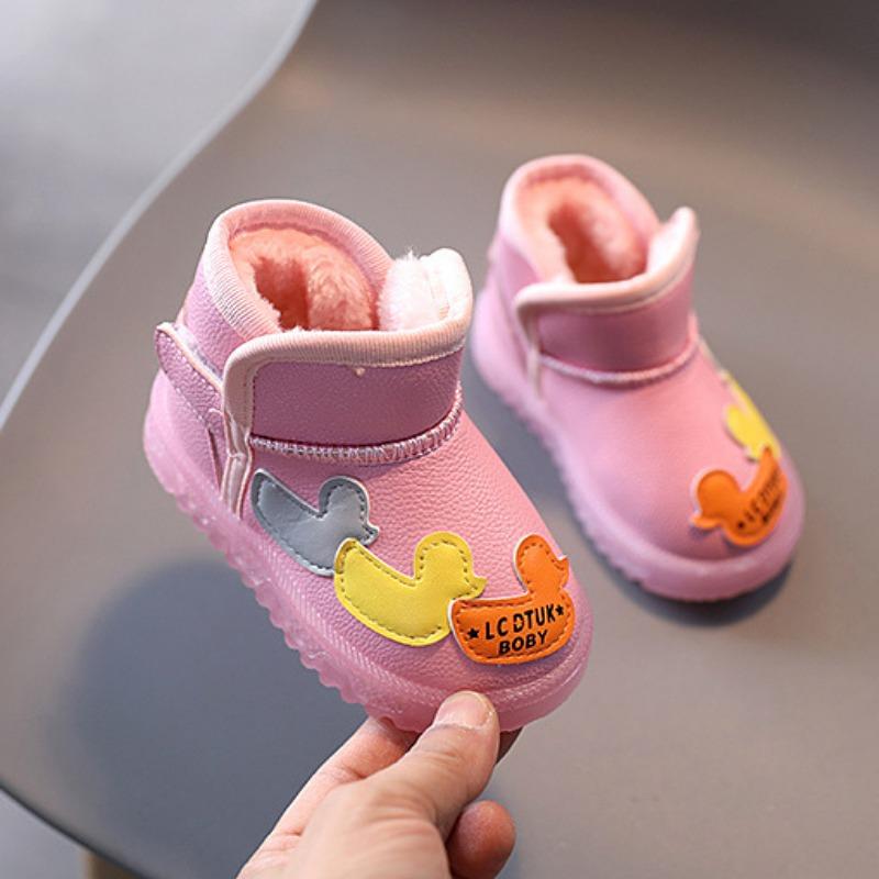 

Детские светящиеся ботинки для мальчиков и девочек в возрасте 1-6 лет, зимние ботинки, плюшевые и утепленные хлопковые туфли, детская нескользящая обувь для малышей 22