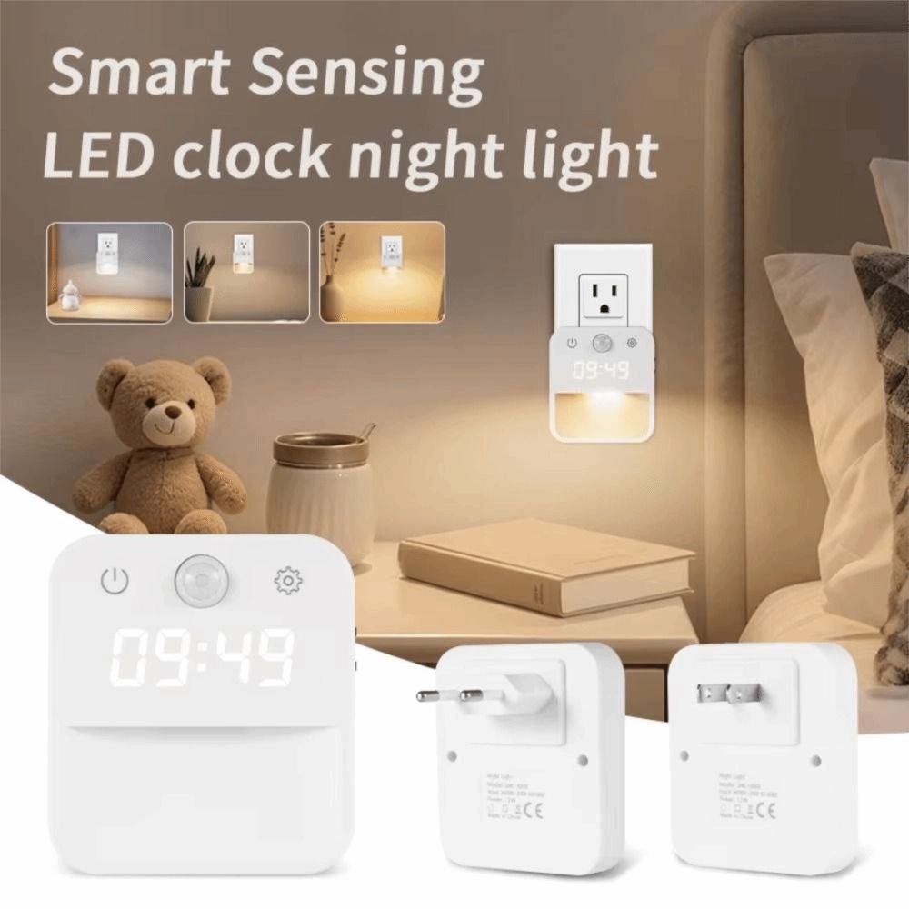 Infinite Dimming Human Body Induction Clock Clock Display Three Color Switching Night Light Dusk to Dawn Sensor Warm White