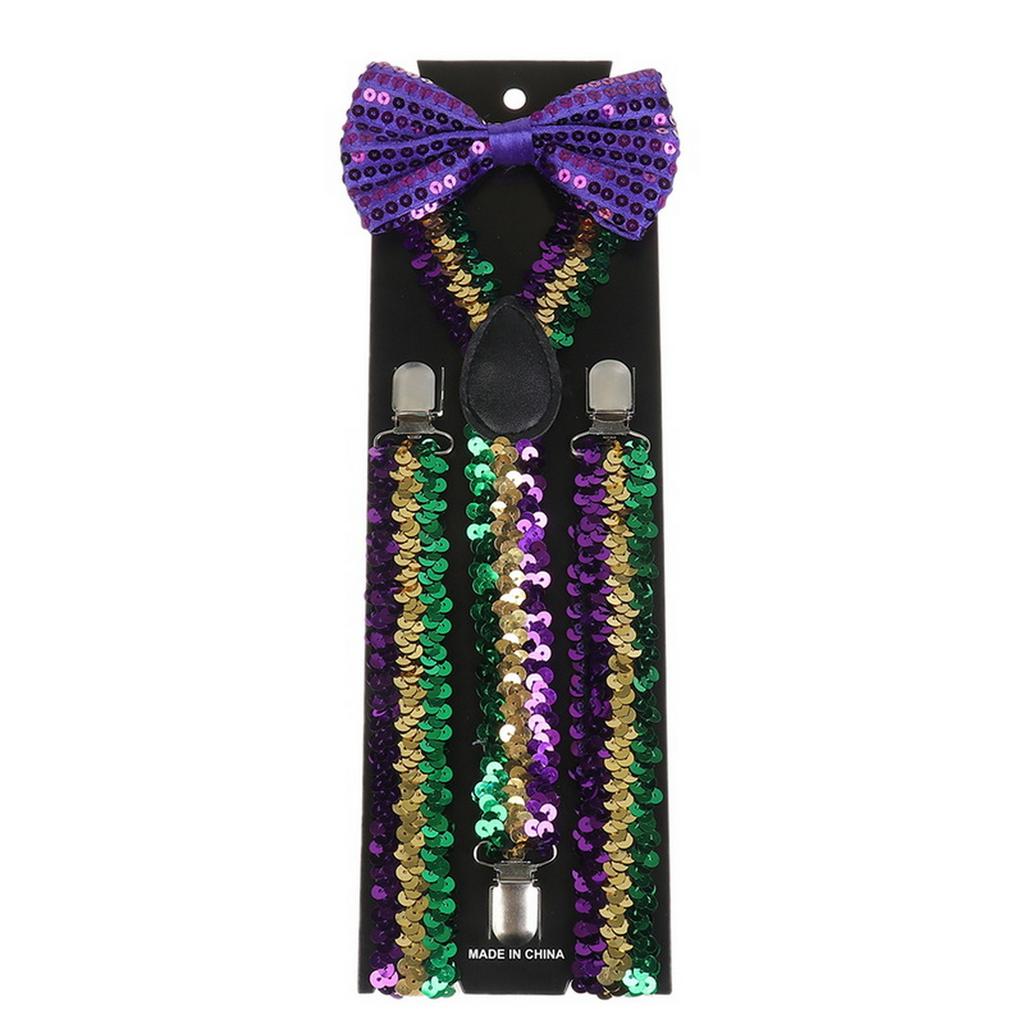 Ensemble classique de bretelles et nœud papillon, bretelles élastiques réglables en Y de 2,5 cm de large avec 3 clips, nœud papillon tissé pré-noué de 12 cm, taille unique pour hommes et femmes