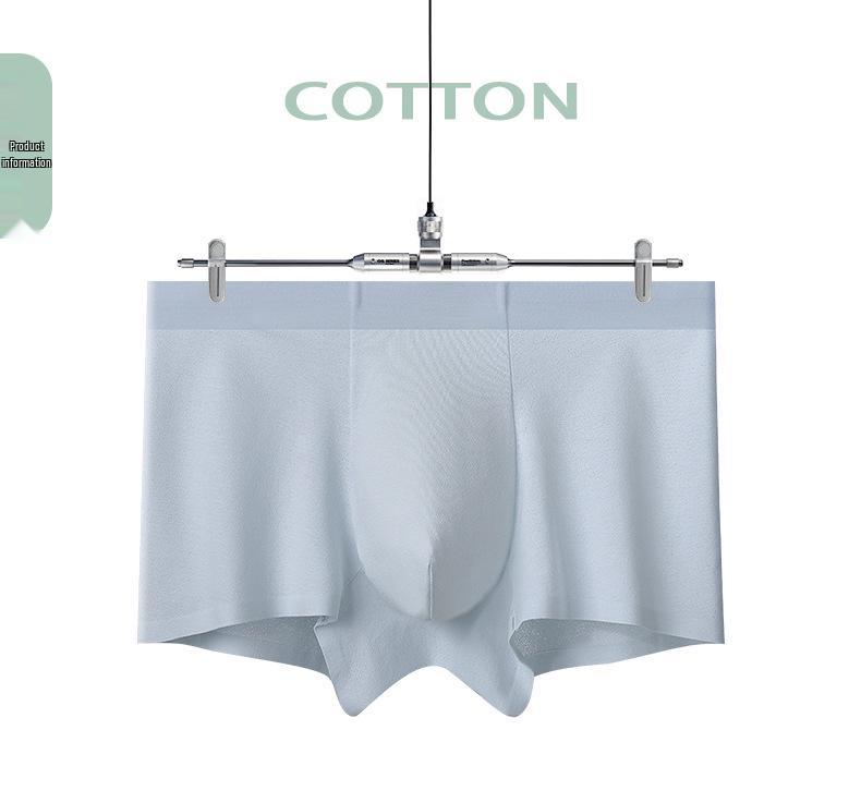 Men's Seamless Mid-Waist Long-Staple Cotton Boxer Briefs - Autumn/Winter Antibacterial 