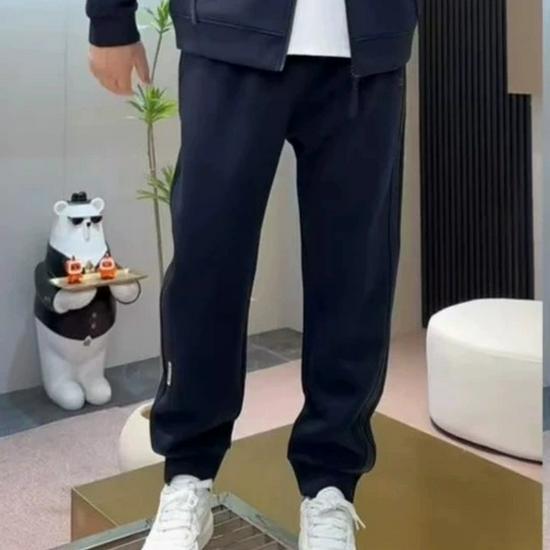 

Men s Black Warrior Casual Two-Piece Set: Autumn/Winter Street Style with 3D Cut M (45-55 kg)