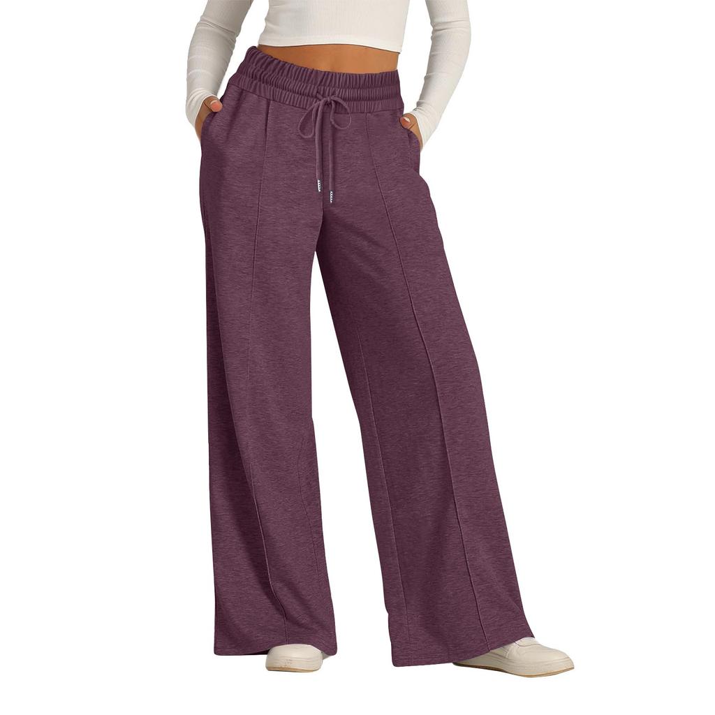 Pantalon de survêtement taille haute à jambes larges pour femmes, pantalon de jogging décontracté de Yoga