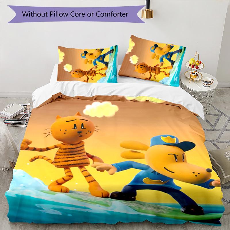 Dog Man 3pcs Bedding Set Duvet Cover Closure Includes 1 Duvet Cover & 2 Pillowcases for All Seasons Bedroom Home Dorm Decor