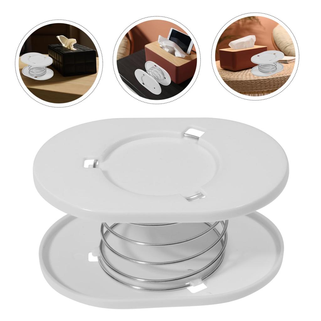 STOBAZA 2-Piece Box Tissue Spring Holder for Kitchen, Metal Spring Support Tissue Bracket, White, PP
