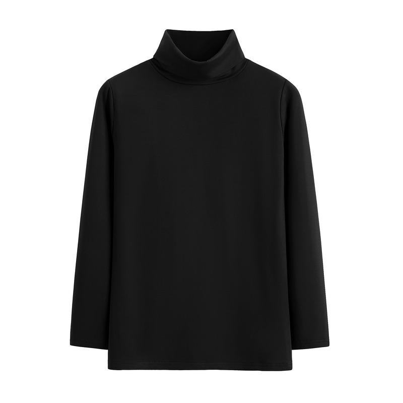 Trendy Women Shirt with Slim Milky Silk and Cashmere Turtleneck Long Sleeved