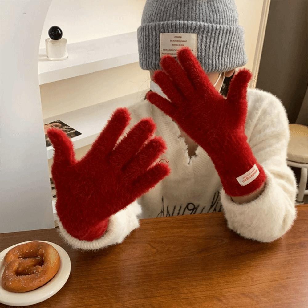 Warm Winter Plush Gloves Mink Fleece Velvet Mittens Korean Touch Screen Gloves  Winter Accessories
