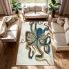 Abstract Watercolor Octopus Rug Ocean Creature Design Non-Slip Carpet Vintage Nautical Octopus Art Floor Mat for Living Room