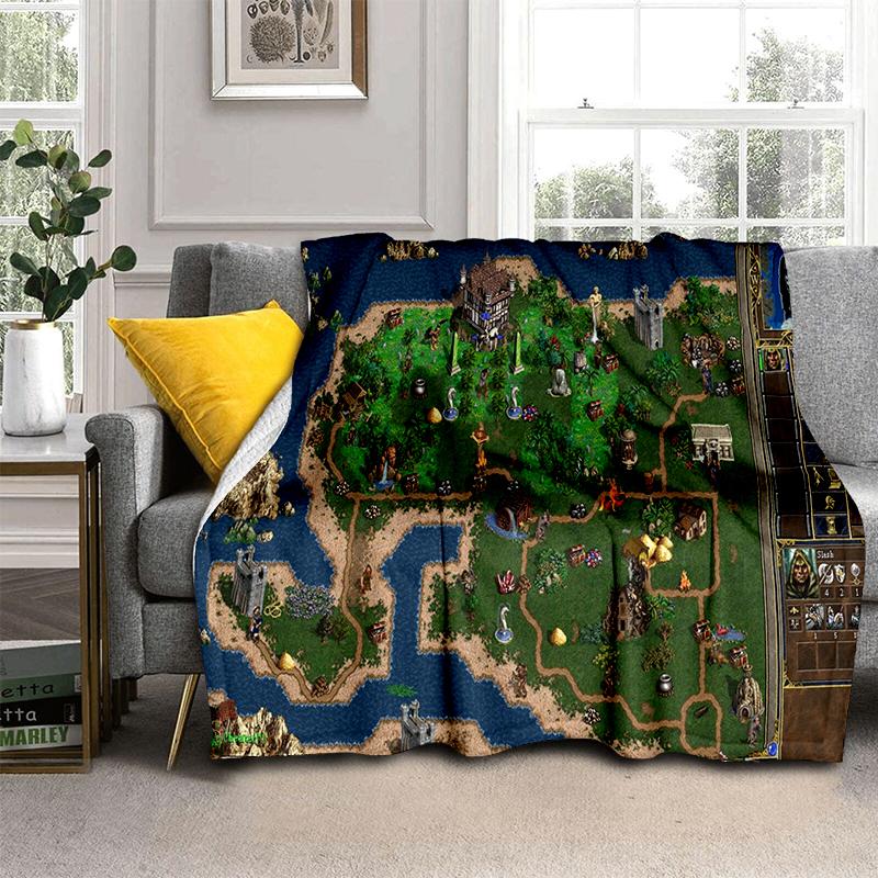 

Скриня зі скарбами Герої Меча та Магії Стиль Карти 29 Нова Ковдра HOMM3, М яка Плетена Ковдра для Дому Спальні Ліжка Дивана Подорожей Дитини 150x200cm
