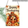 2D Flat, 1pc Thanksgiving Cartoon Bird Floral Aluminum Decorative Sign & Plaque, Thanksgiving Party Wall Decor, Dining Room Wall Art, Kitchen