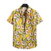 Men's Cardigan Short Sleeve Hawaiian Beach Flower Shirt Men's Turtleneck Shirt