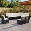 Garden Sofa Set 10 pcs Black and Cream White Poly Rattan