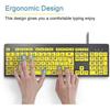 Large Print Computer Keyboard, Wired Usb High Contrast Keyboard With Oversized Print Letters For Visually Impaired Low Vision Individuals (yellow+blac
