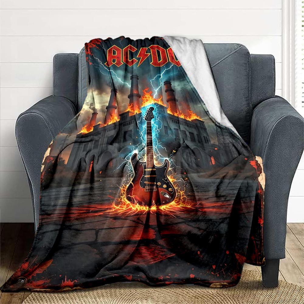 1pc AC/DC Band Merchandise Blanket Versatile for Couch, Office Bed