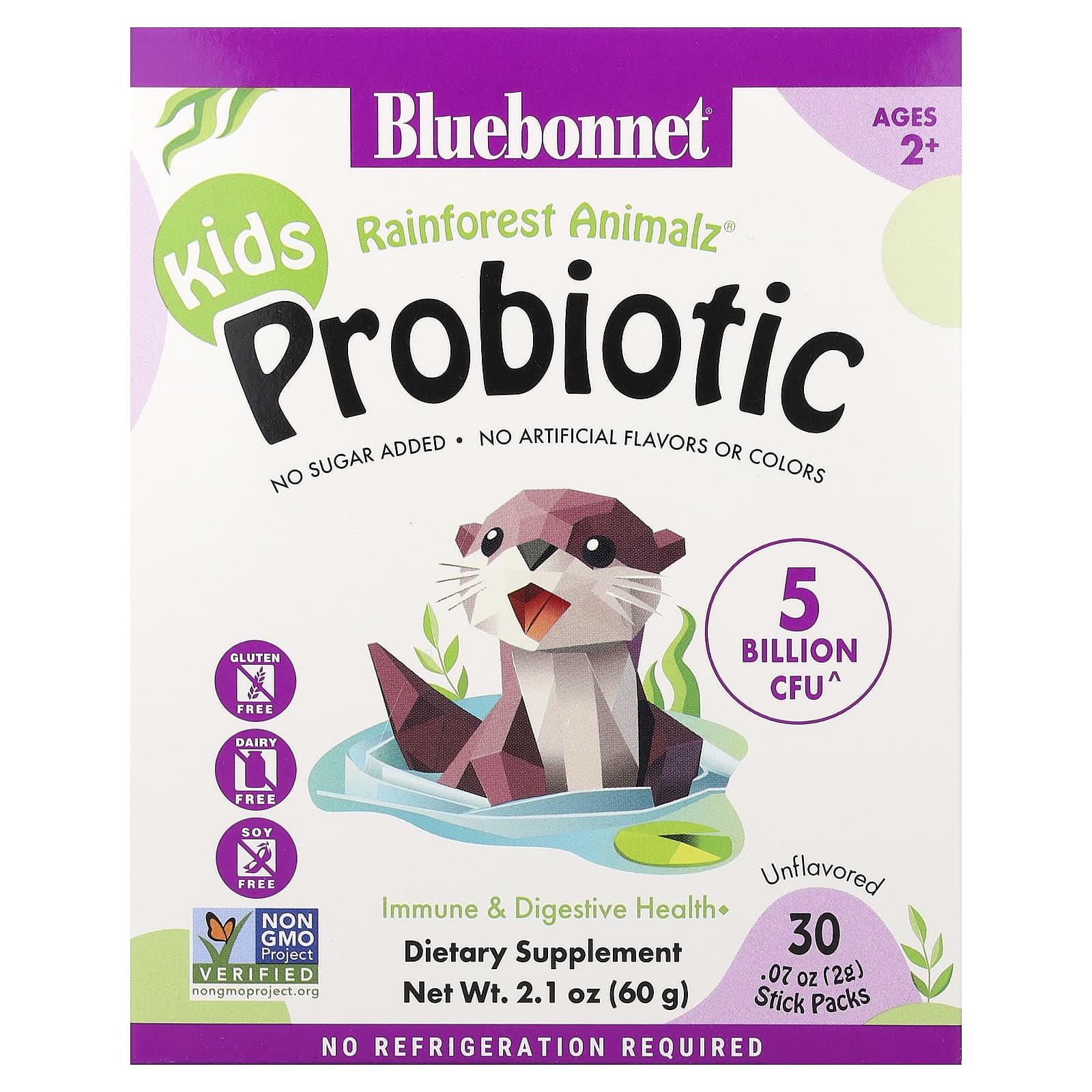 

Bluebonnet Nutrition, Children s Probiotic, Ages 2+, Unflavored, 30 Stick Packs, 2g (0.07oz) Each