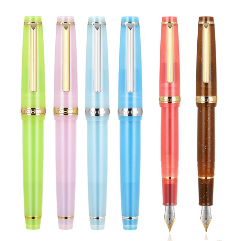Jinhao 82 DIY Transparency Fountain Pen Acrylic Ink Spin Golden EF/F Nib Elegante Business Office School Supplies Writing Pen