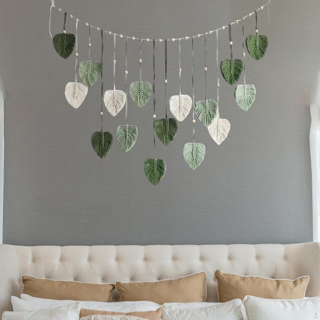 Handcrafted Leaf Tassels Macrame Wall Hanging for Apartment Decor