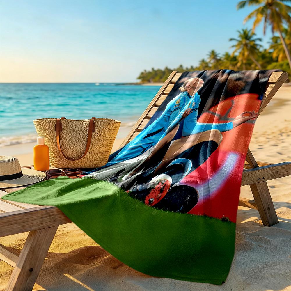 Blaues Haaland-Stil Strandtuch Superweich & Saugfähig Bequem Leicht Tragbar für Schwimmen, Strand, Camping, Reisen, Strandzubehör, Fitnessstudio