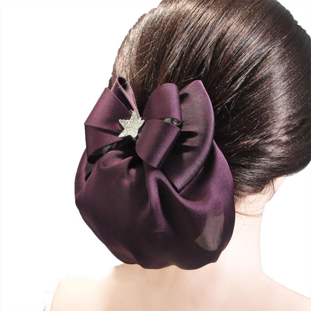 Korean Style Bow Snood Sweet Women Spring Clip Elegant Ruffled Edges Hair Net  For Girls