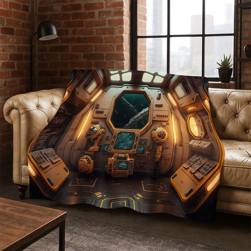 Aircraft Control Cockpit Cabin Spacecraft Moto Flannel Blanket Soft Throw Blanket for Bedroom Living Room Bed Travel Camping