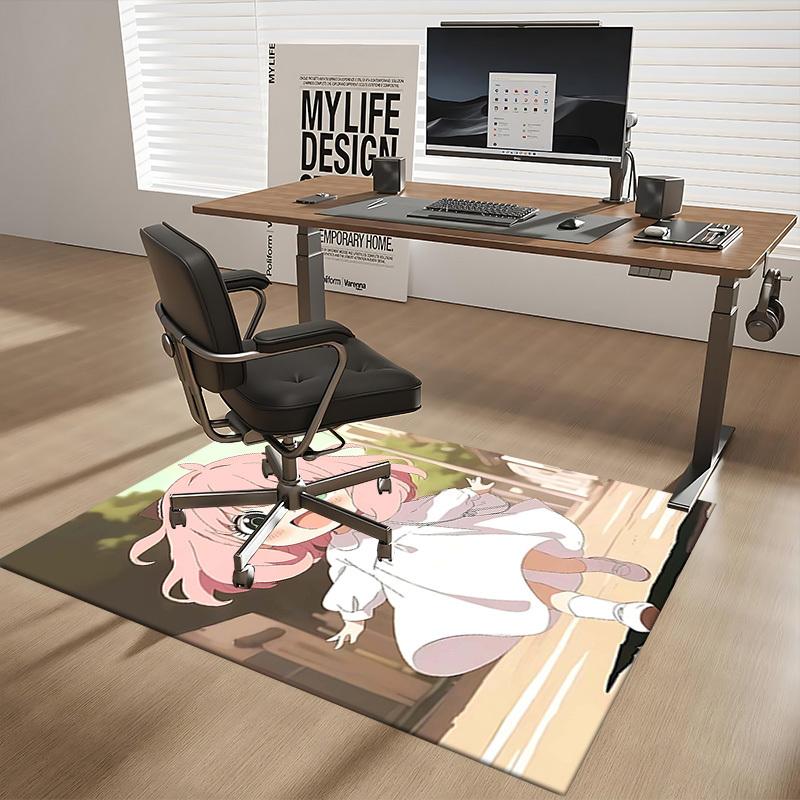 1pc Pink Hair Cat Ears Chair Mat - Anime Cartoon Design, Non-Slip Carpet for Office Chair, Suitable for Home Decor, Living Room, Bedroom, Game Room &