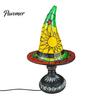 Stained Glass Aesthetic Lamp Witch Hat Lamp, Table with Inline Switch, USB Powered Gothic Home Decor Style Halloween for Bedroom Bookshelf Desk,