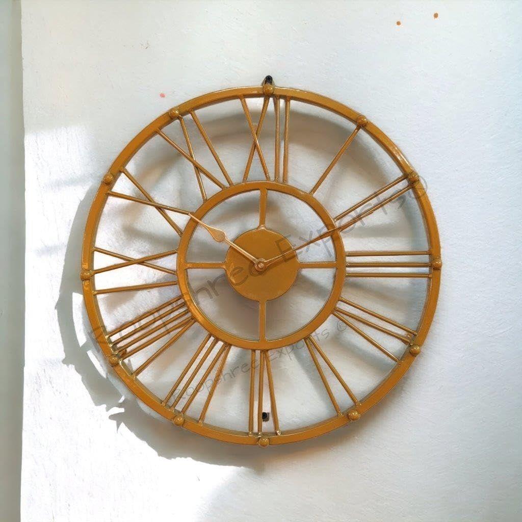 Vintage Clock Iron Gold Wall Clock, Analog, 15 Inch