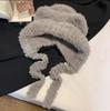 Korean Version Of Cute Bear Plush Hat Women'S Autumn And Winter Warm Big Head Circumference Ear Protection Wool Hat Knitted Hat Shows Small Face