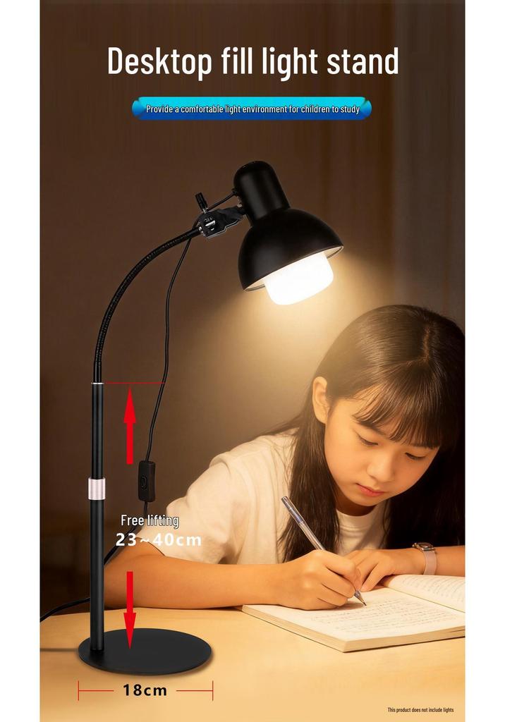 Space-saving E27 Universal Desk Lamp: Student Eye Protection Reading Light for Home or Bedside.