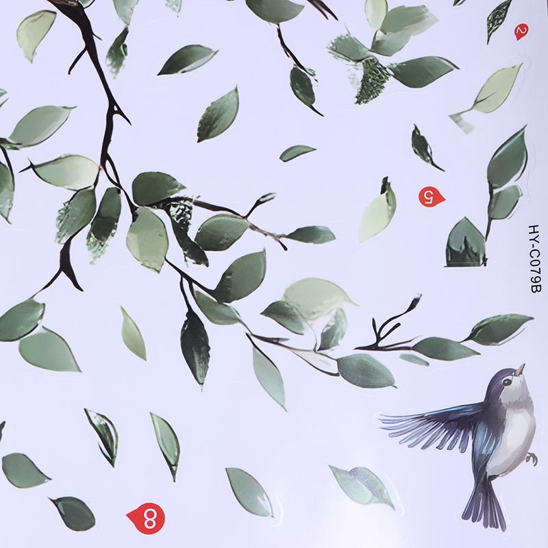 2Pcs/Set Removable Self Adhesive Stickers Tree Branches Leaves Birds Wall Stickers Bedroom Living Room Decoration Accessories