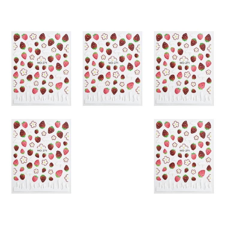 Summer Fruit Nail Art Stickers Set Of 5 Durability Waterproof Nail Decals Easy To Apply For Parties And Travel
