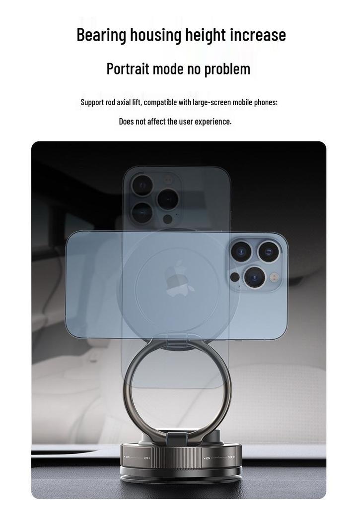 Multi-functional T28-2 Anti-shake Magnetic Car Phone Holder with Vacuum Suction Cup for Dashboard