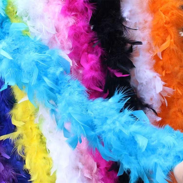 Dyed Red Scarf 80g Turkey Feather Boa for Home Party Wedding Christmas Decor DIY Craft Clothing Costume Dance Dress Accessory