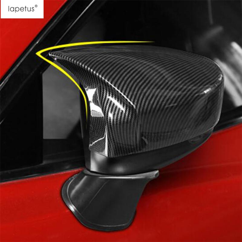 2 Stück Auto-Rückspiegelkappe Schale Schutzabdeckung Verkleidung Für Mazda 3 2017 2018 Schwarz / Karbonfaser-Stil Außenzubehör