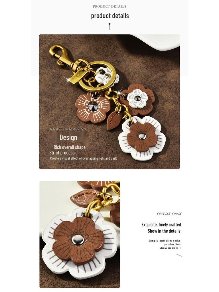 Leather Flower Chain Underarm Bag Keychain for Women