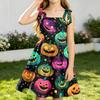 Girls Halloween Printed Sleeveless Spaghetti Strap Dress for Party and Daily Wear
