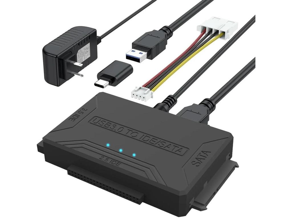 SATA/IDE to USB 3.0 Adapter External Hard Drive Reader with USB and Type C Interfaces