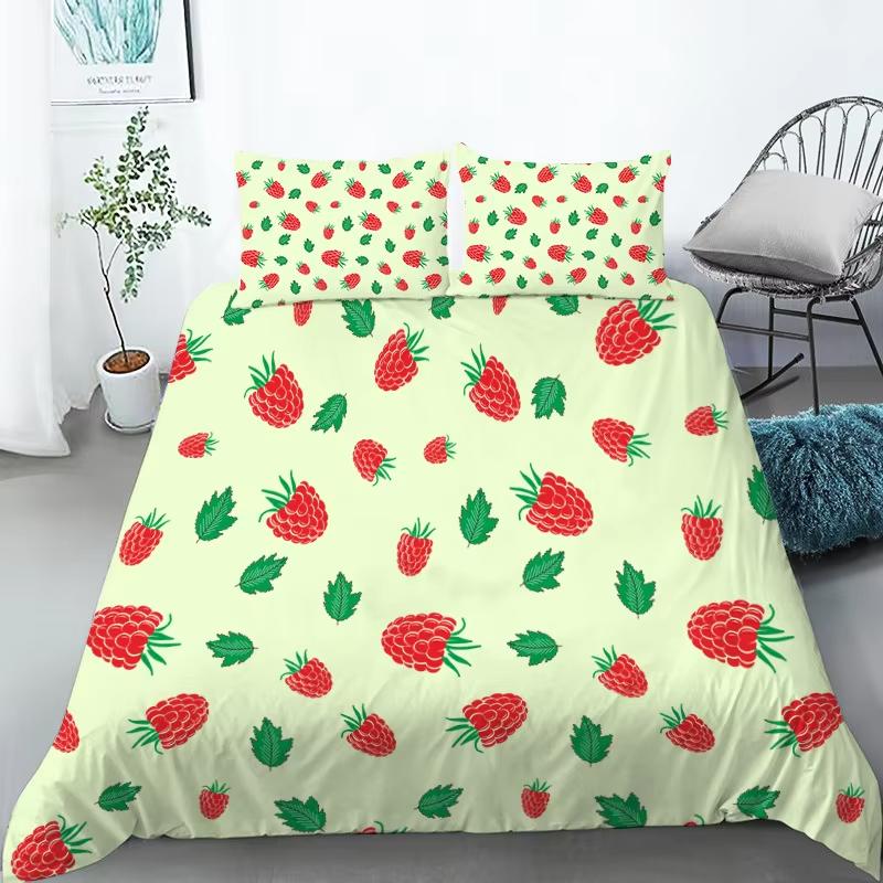 Kawaii Fruit Bedding Set For Kids Adults Bedroom Decor Lemon Watermelon Print Duvet Cover Set Twin Full Queen King Quilt Cover