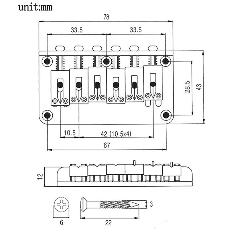 6 corzi, 78 mm Roller Hardtail Bridge Guitar electric Coadă Țevi cu încărcare superioară Șa Tailpiece