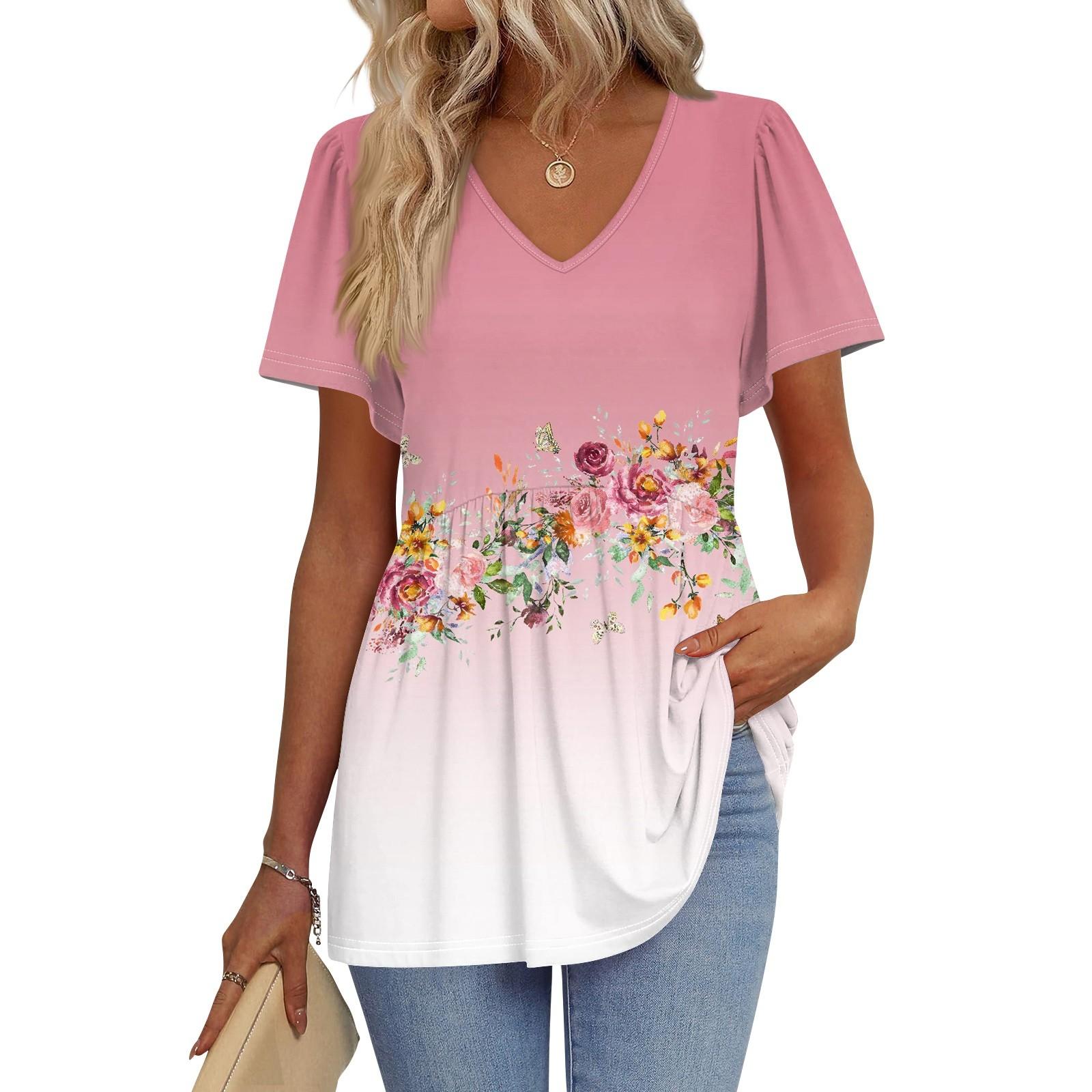 

Женские рубашки с коротким рукавом и оборками, повседневные наряды, модная футболка, топ M