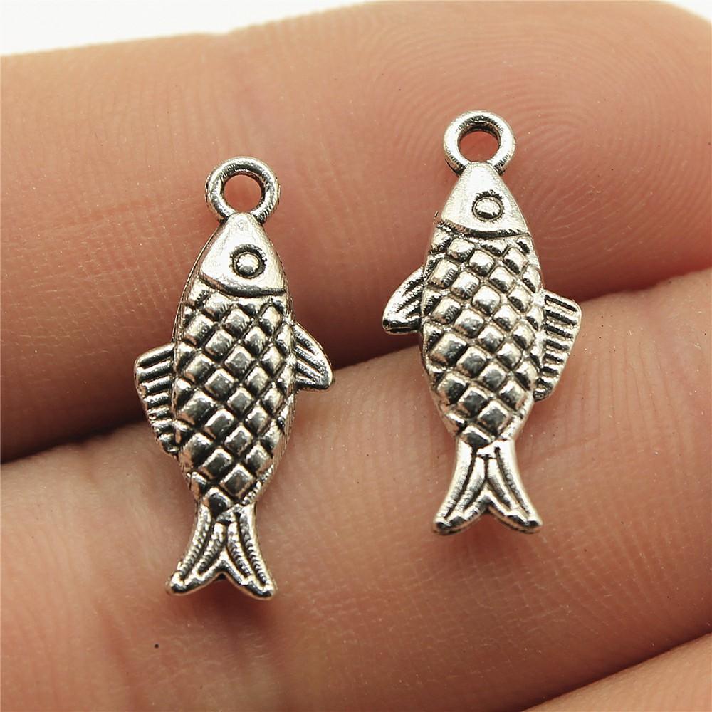 20 Stück Fisch Anhänger Antik Bronze Silber Farbe Anhänger DIY Basteln Herstellung Zubehör Handgefertigt Tibetischer Schmuck Für Schmuckherstellung