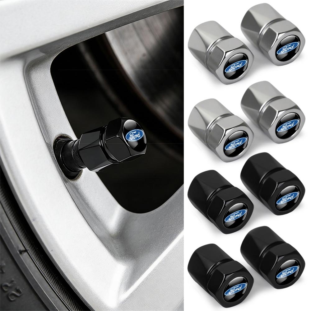 4PCS Car Aluminum Metal Wheel Tire Valve Dust Caps Cover Car Styling For Ford Kuga Transit Ecosport Focus Ranger Mustang Fusion