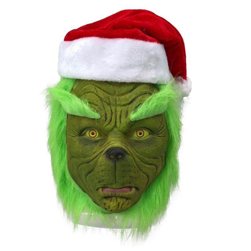 Rascal Grünes Monster Der Grinch Maske Mit Weihnachtsmütze Für Erwachsenen Cosplay Spaß