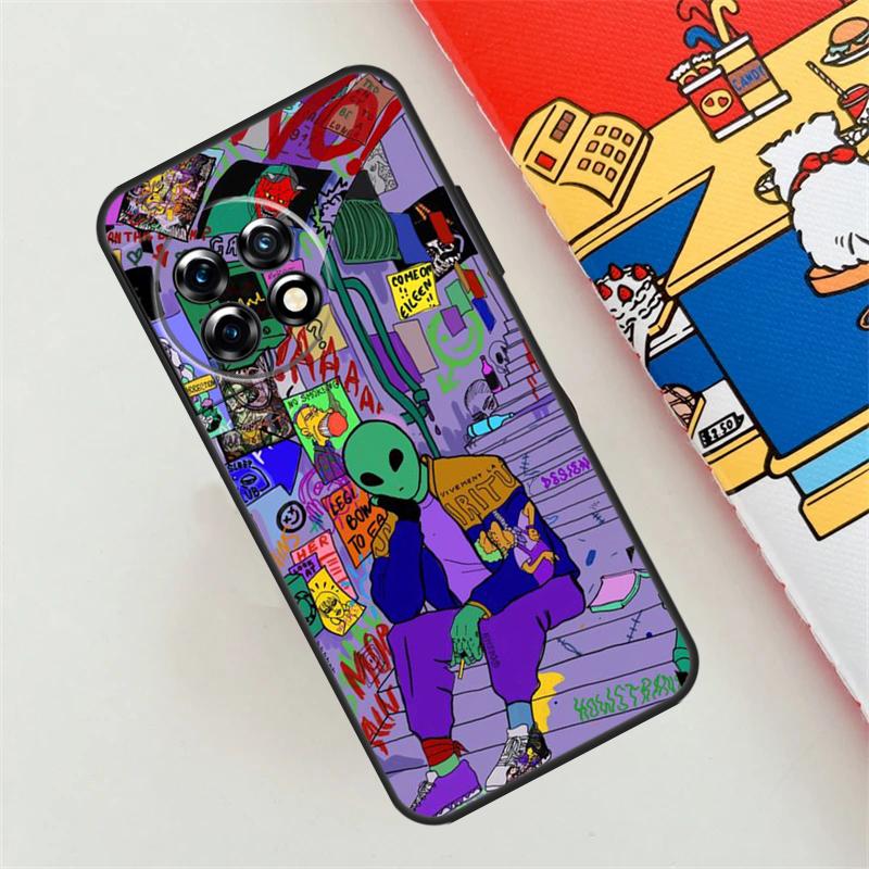 Aesthetics Cartoon Alien Space Case For OnePlus 12R 12 11 10 9 Pro 10R 9R 8T 10T Nord 3 2 CE 4 Lite N10 N20 N30 Back Cover