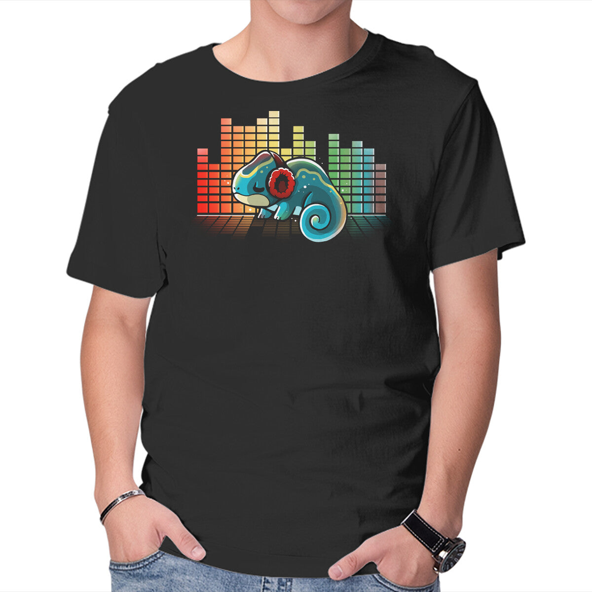 Unisex Crew Neck T-Shirt Rainbow Music Graphic Short Sleeve Casual Tee M