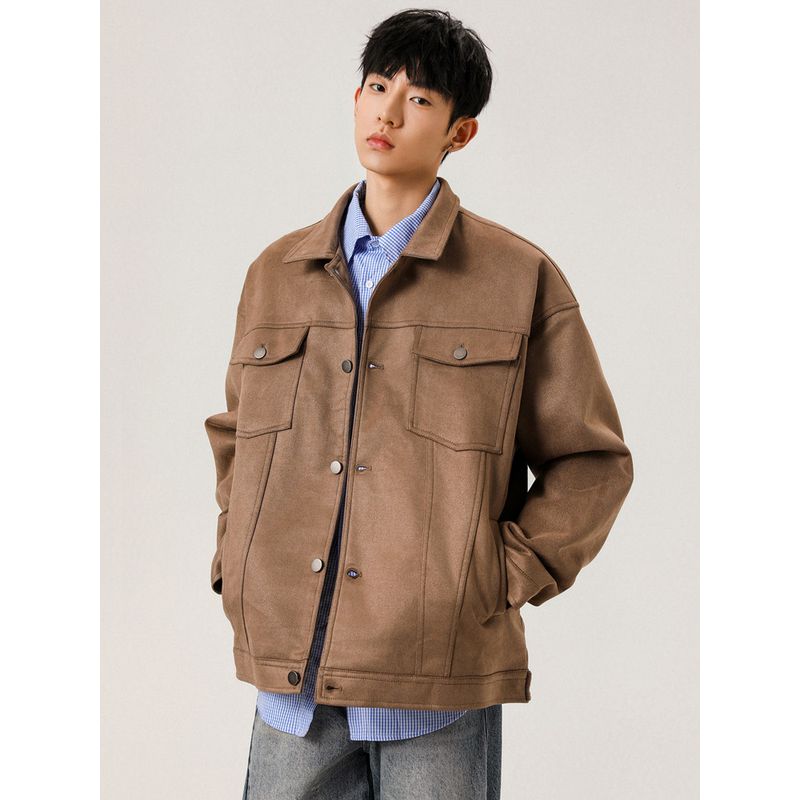 Wassup American Retro Jacket for Men, Autumn and Winter 2026 New Style, Distressed Loose Workwear Lapel Jacket for Teenagers