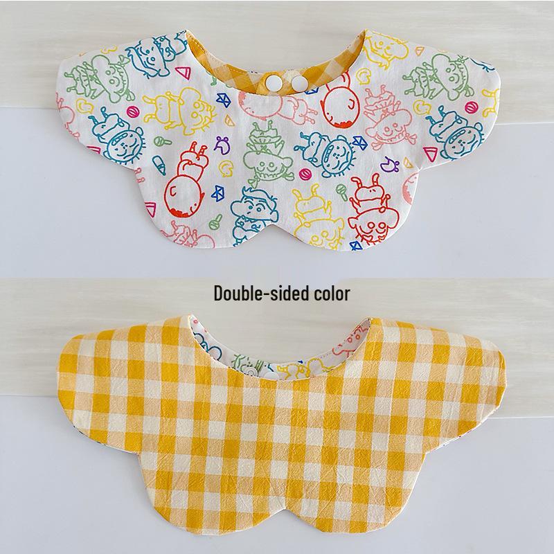 Korean Style Double-Sided Gauze Baby Drool Bib - Newborn Petal Design, Breathable
