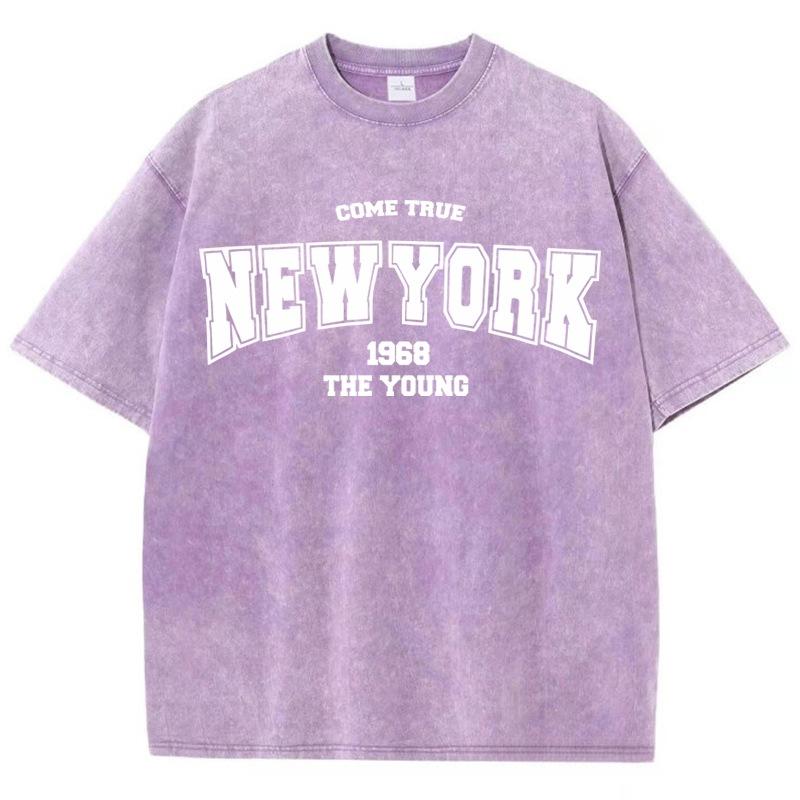 Summer Vintage Vintage Round Neck Letter Printed Top Fashionable Casual Short Sleeved Women's Pure Cotton T-shirts